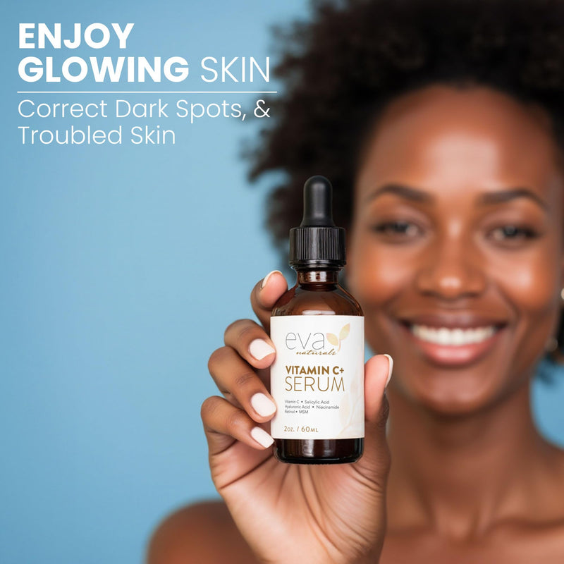 Eva Naturals Vitamin C Serum Plus with Hyaluronic Acid & Retinol, 2 oz | Niacinamide, salicylic acid, hydrating, skin-smoothing formula Regular 2 Fl Oz (Pack of 1)