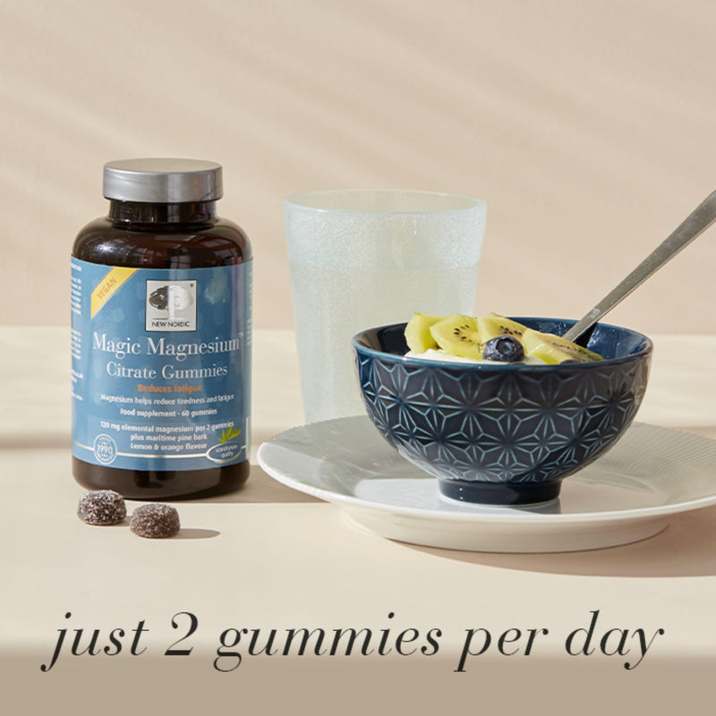 New Nordic Magic Magnesium Citrate Gummies with Maritime Pine Bark Extract, 1 Month Supply, Lemon & Orange Flavour, 60 Count (Pack of 1) 60 count (Pack of 1)