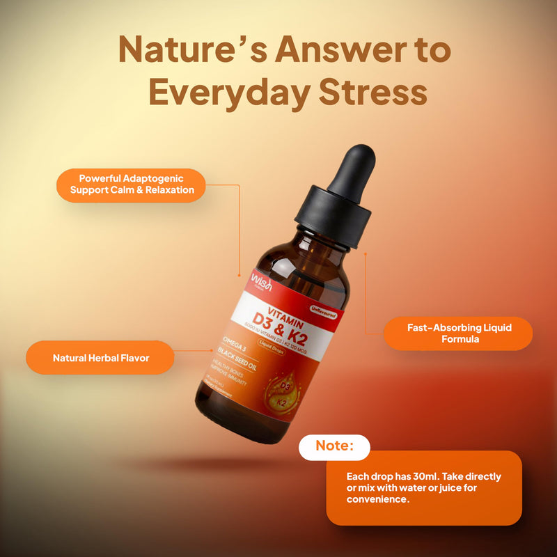 Liquid Vitamin D3 K2 Drops, 2 Pack Vitamin D Drops with Omega 3, 5000 IU D3, 120mcg K2, for Immune Support & Bone Health Black Seed Oil & Organic MCT, Liquid Multivitamin for Women & Men