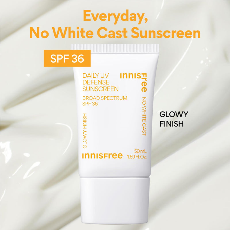 [Australia] - innisfree Daily UV Defense Sunscreen Broad Spectrum SPF 36, Invisible Korean Sunscreen with No White Cast (Packaging May Vary) 1.69 oz / 50 ml 