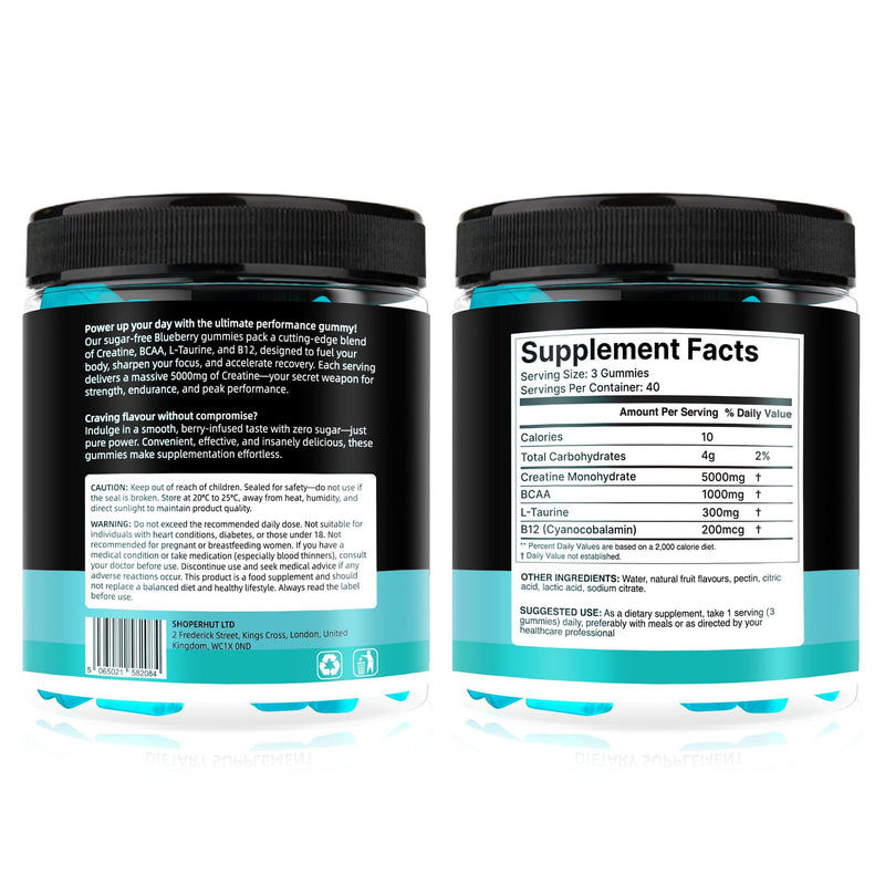120 Creatine Gummies 6500mg Sugar-Free Complex – 40-Day Supply – Pre-Workout Creatine Monohydrate + BCAA, L-Taurine, B12 – Max Strength Chewable Gym Supplement Vegan Gummy Chews Men & Women Primalvit