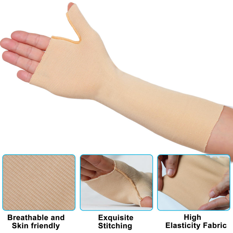 [Australia] - Hand Socks for Splint (Pack of 6),Elastic Stockinette Tubing,Wrist Brace with Thumb Spica Liner,Tubular Gauze Sleeve,Cast Wrap Sleeve,Arm Cover for Men and Women((Khaki,Medium) Khaki Medium 