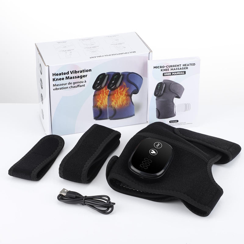 Knee Massager with Heat and Red Light, Knee Massager - Knee Heating Pad, Heated Knee Brace with 3 Heat & 3 Vibration, 5000 mAh, 1 Packs Black 1