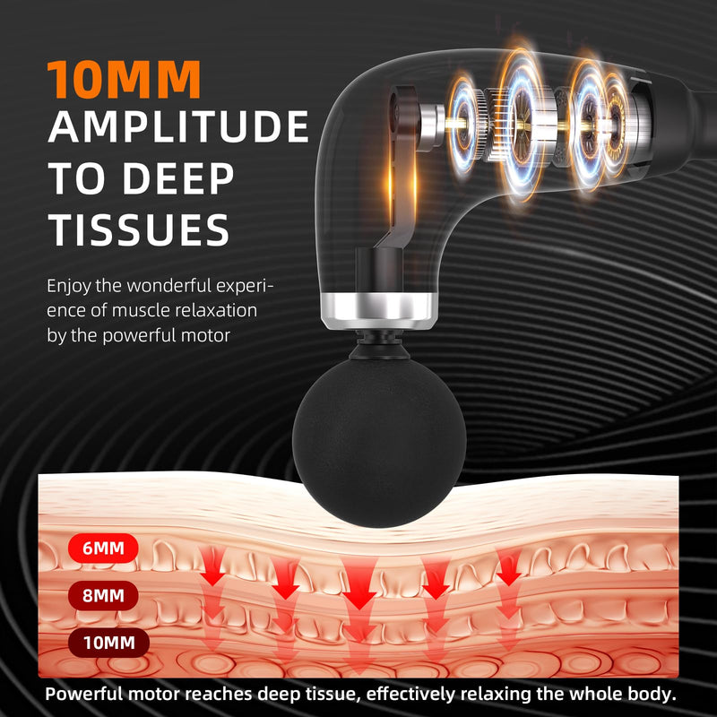 [Australia] - Massage Gun with Upgraded Extension Handle, Back Massage Gun Deep Tissue, Back Massager for Pain Relief for Muscles Neck Shoulders Waist Arm Legs Foot, 4 Replaceable Heads & 9 Speed Levels（Black） 