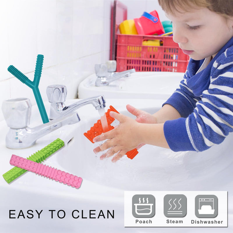 [Australia] - Sensory Chew Toys for Autistic Children, 4 Pack Silicone Chew Tube Teething Sticks Toys for Autism, ADHD, SPD, Chewies with Special Needs, Oral Motor Chewy Tool for Sensory Kids Chewer. 