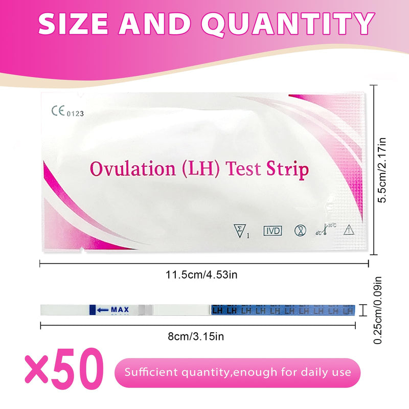 [Australia] - Pack of 50 ovulation test strips, ovaluation tests, ovulation test, sensitive ovulation tests, 25 miu/ml optimal sensitivity, fertility test for women, quick and accurate results 