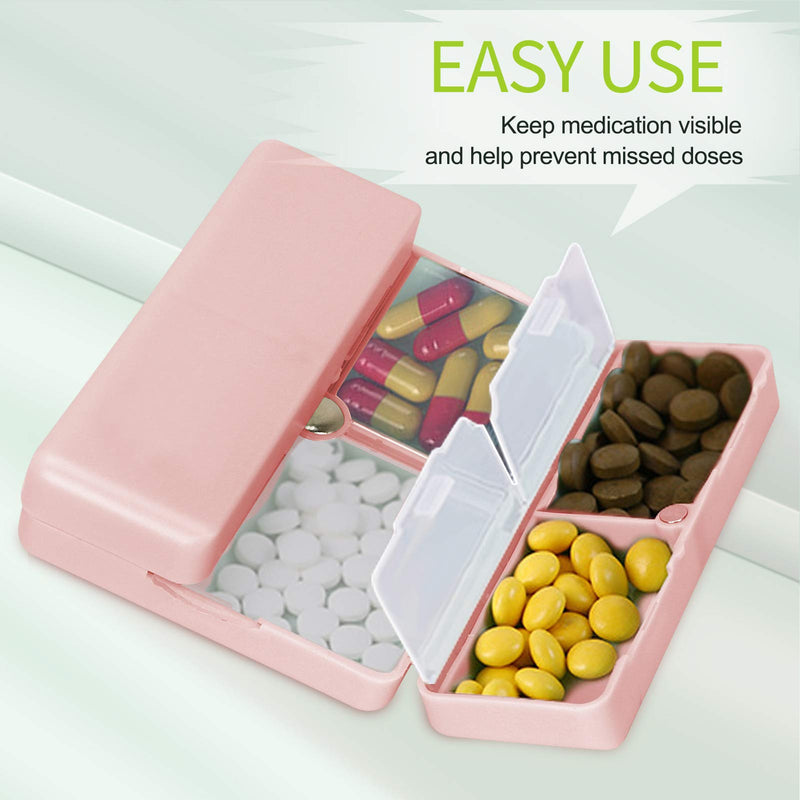 [Australia] - FYY Daily Pill Organizer, 7 Compartments Portable Travel Pill Case [Folding Design]Pill Box for Purse Pocket to Hold Vitamins,Cod Liver Oil,Supplements and Medication-Pink Small Pink 