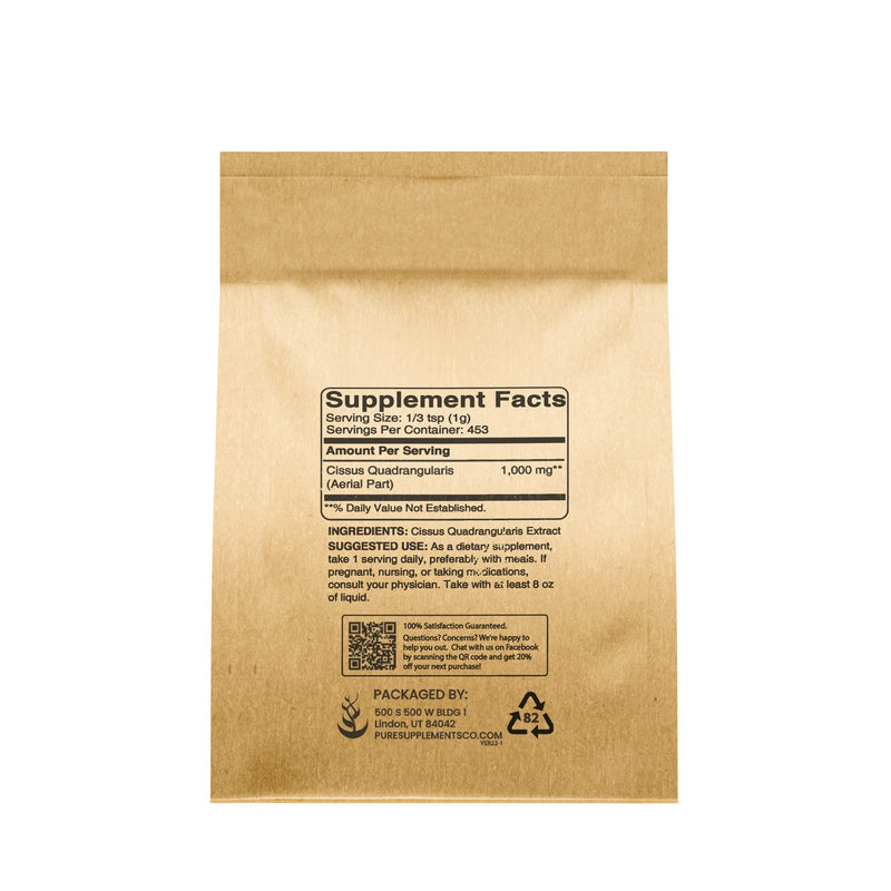 [Australia] - Pure Original Ingredients Cissus Quadrangularis (1lb) Traditional Herbal Supplement, Veldt Grape, Non-GMO, Lab-Verified 1 Pound (Pack of 1) 