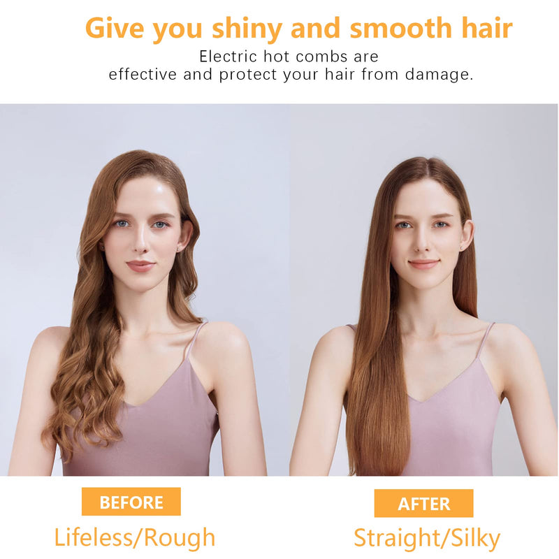 Diamond Electric Adjustable Temperature Hair Straightener Brush Set for Wigs and Natural Black Hair (Gold) Gold