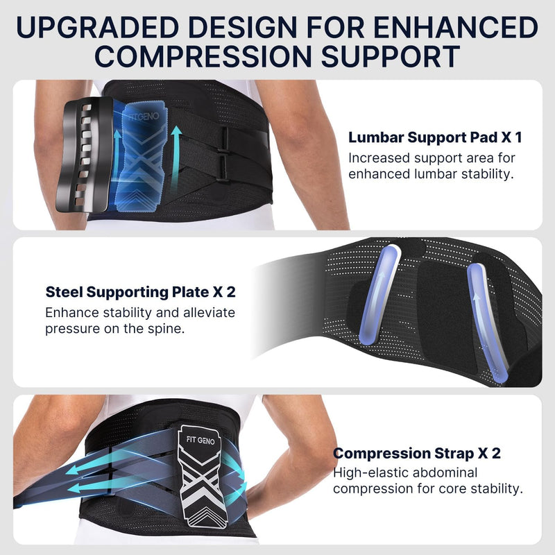 [Australia] - Back Brace for Lower Back Pain Relief: Adjustable Support with Ergonomic Lumbar Pad for Herniated Disc Sciatica and Lumbar Strain - Breathable Design for Men & Women (Medium) Medium Black 