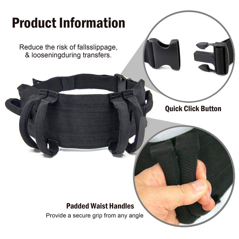 [Australia] - Gait Belt Walking Transfer Belt with 6 Plastic Padded Caregiver Handles and Quick Release Buckle for Patient,Elderly Physical Therapy (Black) black 
