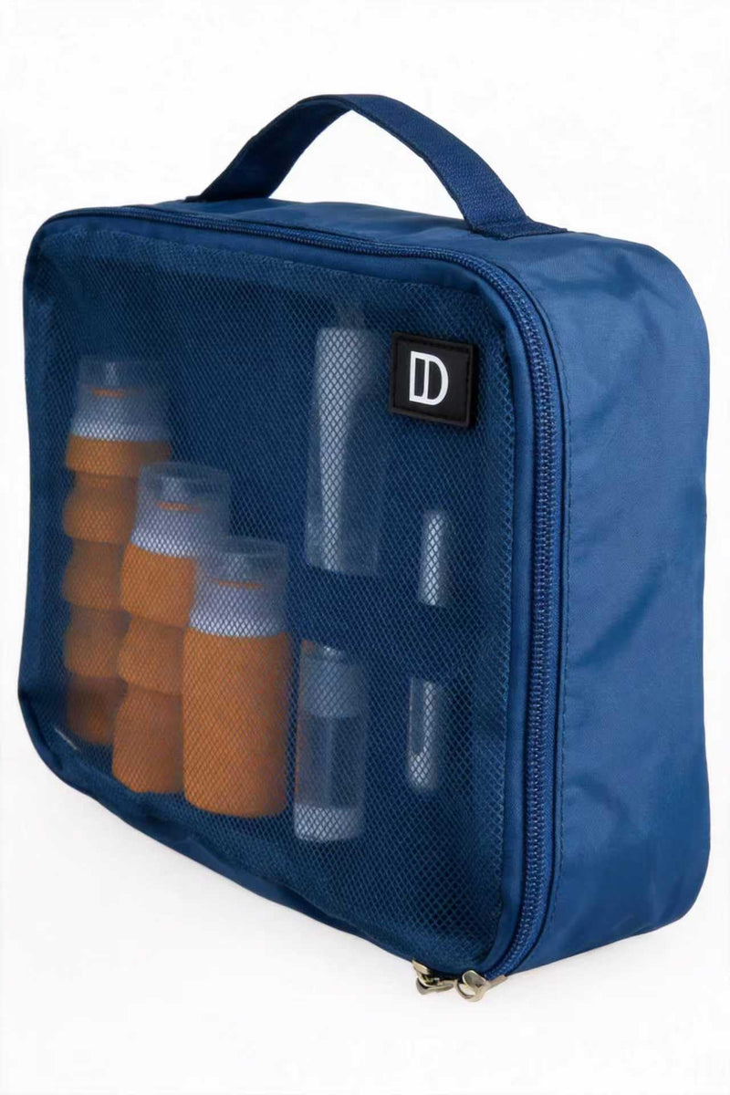 Decent Travels Toiletry Kit – Compact Travel Bag with Refillable Bottles (90ml), Perfume Atomizer & Foldable Toothbrush for Carry-On Essentials