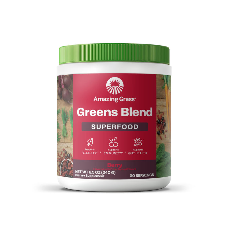 [Australia] - Amazing Grass Greens Superfood Powder: Greens Powder with Digestive Enzymes & Probiotics, Organic Spirulina, Chlorella, and Beet Root Powder, Berry, 30 Servings (Packaging May Vary) 30 Servings (Pack of 1) 