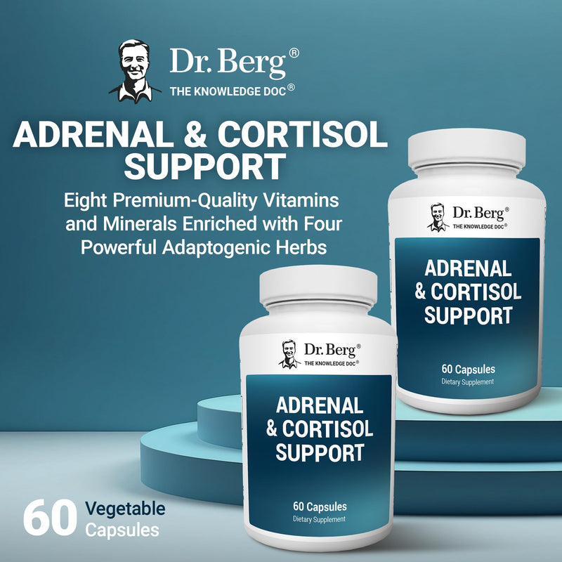 Dr. Berg Adrenal & Cortisol Support Supplement | +Ashwagandha | 60 Capsules | Mood, Focus, Relaxation & Stress Support* | Ashwagandha Extract | Cortisol Manager Formula* 60 Count (Pack of 1)