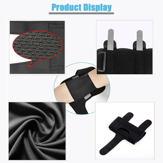 Elbow Brace for Cubital Tunnel, Ulnar Nerve Entrapment brace, Adjustable Elbow Splint for Sleeping, Tendonitis, Tennis Elbow, Comfortable Stabilizer Support for Women and Men Fit Most Black One Size