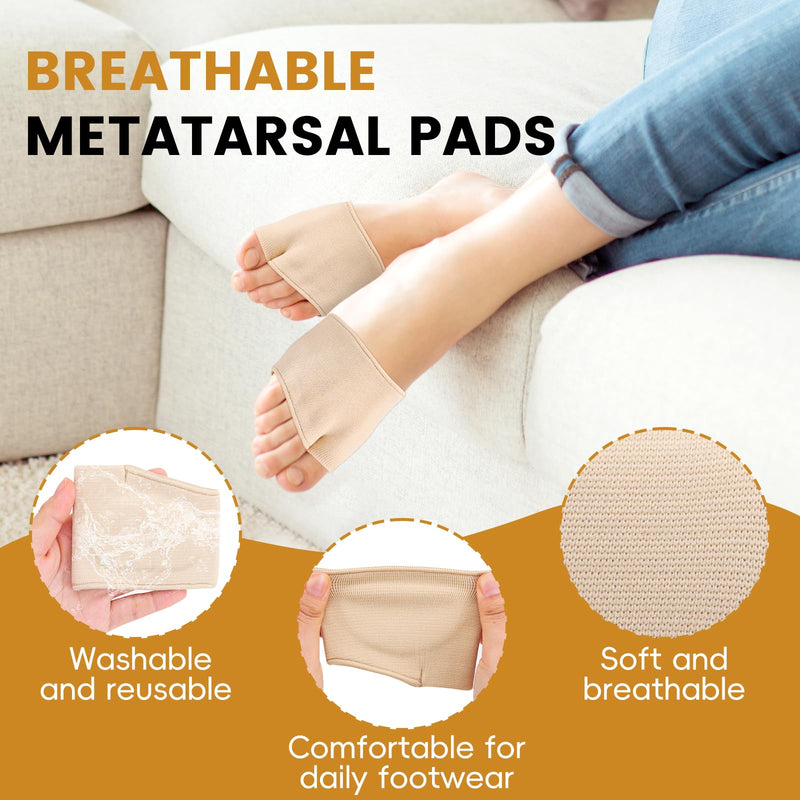 [Australia] - 3 Pairs Metatarsal Foot Pads for Women and Men, Foot Pads for Balls of Feet Cushions Pain Relief, Morton's Neuroma Relief, Metatarsal Support XL Beige 