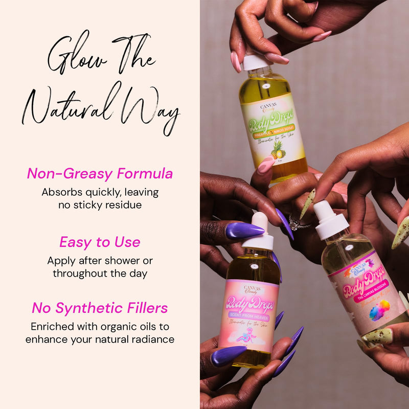 Canvas Beauty Body Drops – X-Factor Fragrance Body Oil with Coconut Oil, Hydrating Perfume Body Drops for Radiant Skin, 4 oz