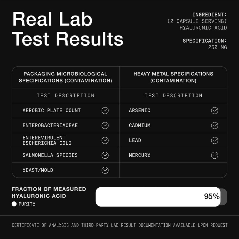 [Australia] - Ultra High Purity Hyaluronic Acid Capsules - 95%+ Highly Purified and Highly Bioavailable - 275mg Formula - Non-GMO Fermentation - High Strength with Vitamin C - 180 Capsules 180 Count (Pack of 1) 