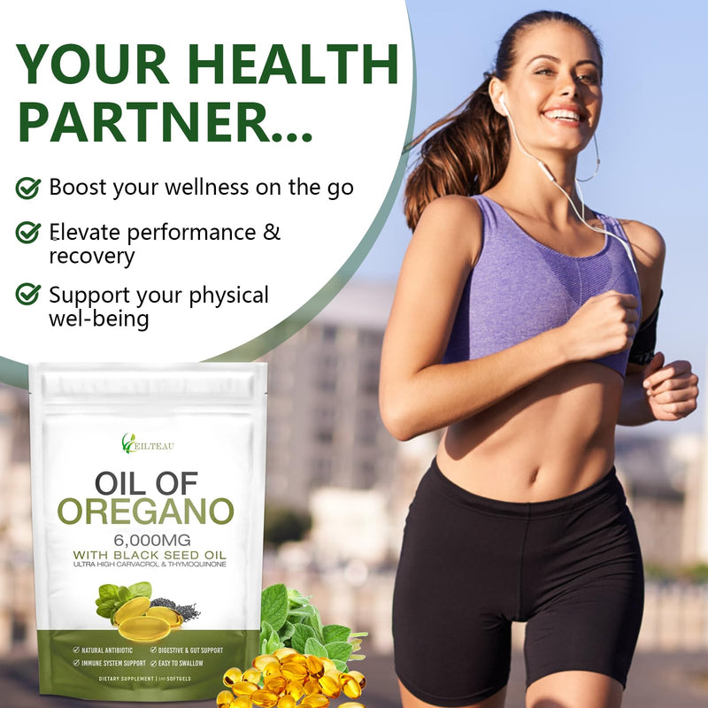 [Australia] - Oil of Oregano with Black Seed Oil,6000mg Oregano Oil Capsules,Non-GMO,Gluten Free,Antioxidant & Immune Support (1) 1 