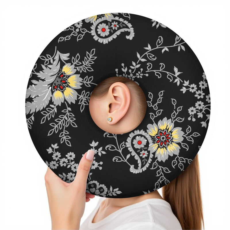 Ear Piercing Pillow for Side Sleepers Donut Pillow with Ear Hole,Washable Cover Relief Ear Pain Ear Pressure Ear Guard Cushion for Sleeping Aftercare Grey