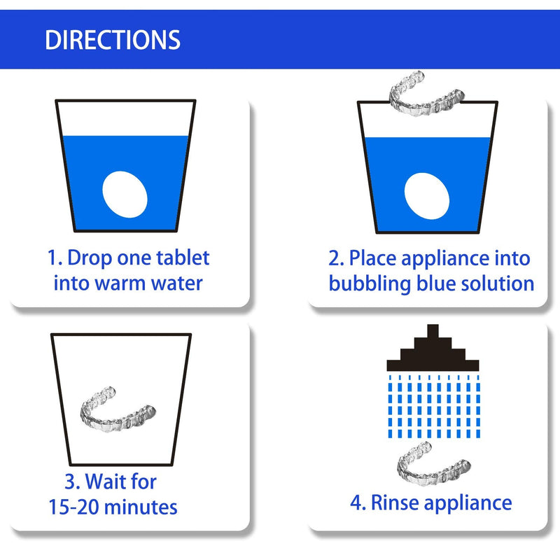 [Australia] - Retainer Cleaning Tablets 120 Tablets - 4 Months Supply, Mouth Guard Cleaner, Remove Stains and Bad Odor, Prevent Brace Discoloration, Mint Flavor 