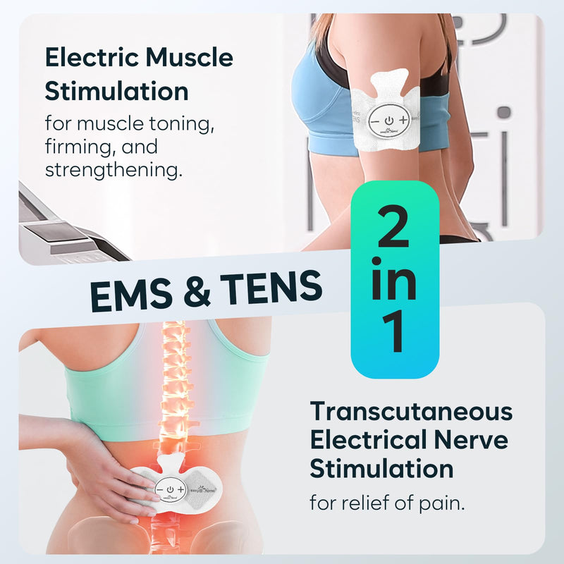 Easy@Home Wireless TENS Unit with APP Remote Control: Back Pain Relief Muscle Stimulator Massager | Powered by MyPainOff App iOS & Android App | Pain Therapy Management EHE015BLE Green Blue