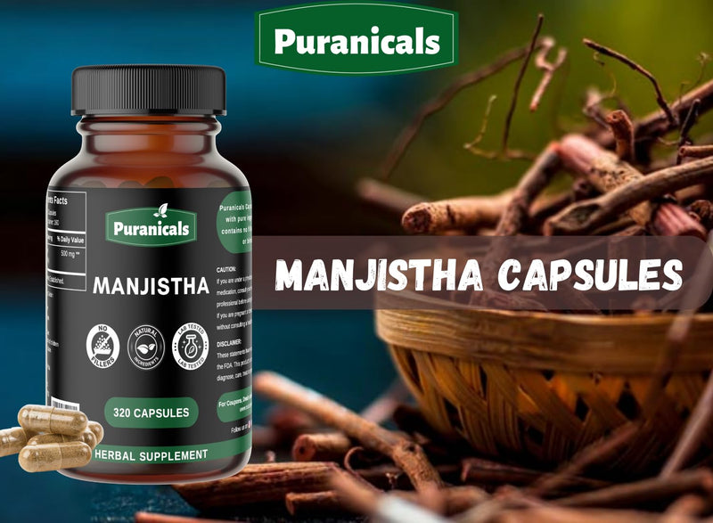 [Australia] - Manjistha Premium 320 Capsules Non GMO and Gluten Free | Herbal Supplement | 500 mg Per Serving | Made with 100% Pure Manjistha Root Powder Manjistha Capsules 320 Count (Pack of 1) 