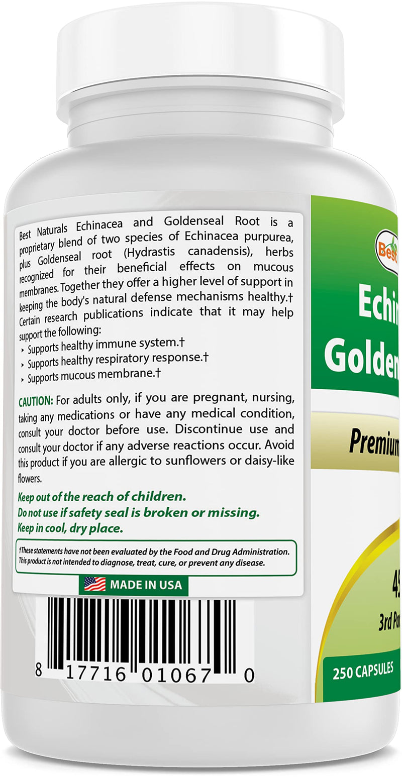 [Australia] - Best Naturals Echinacea Goldenseal 450 mg 250 Caps 
