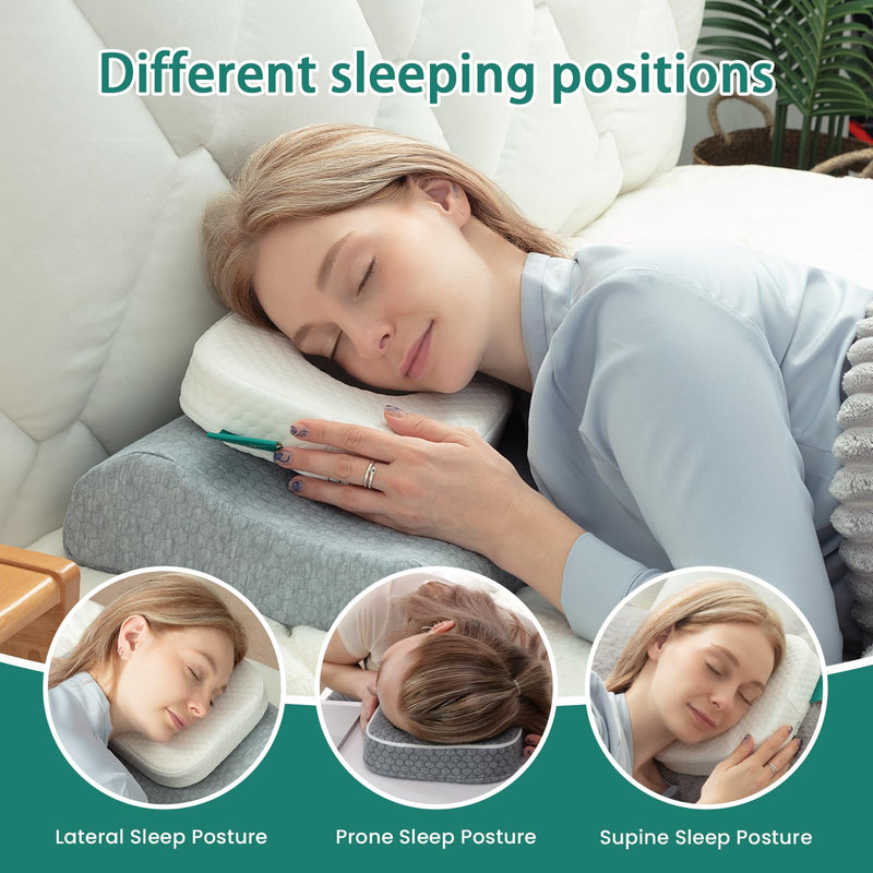 [Australia] - Ear Pillow with Ear Piercing for Side Sleeping, Ear Hole Memory Foam Donut Pillows for Ear Pain CNH Earring Pierced Pillow, Square, White Square-white 