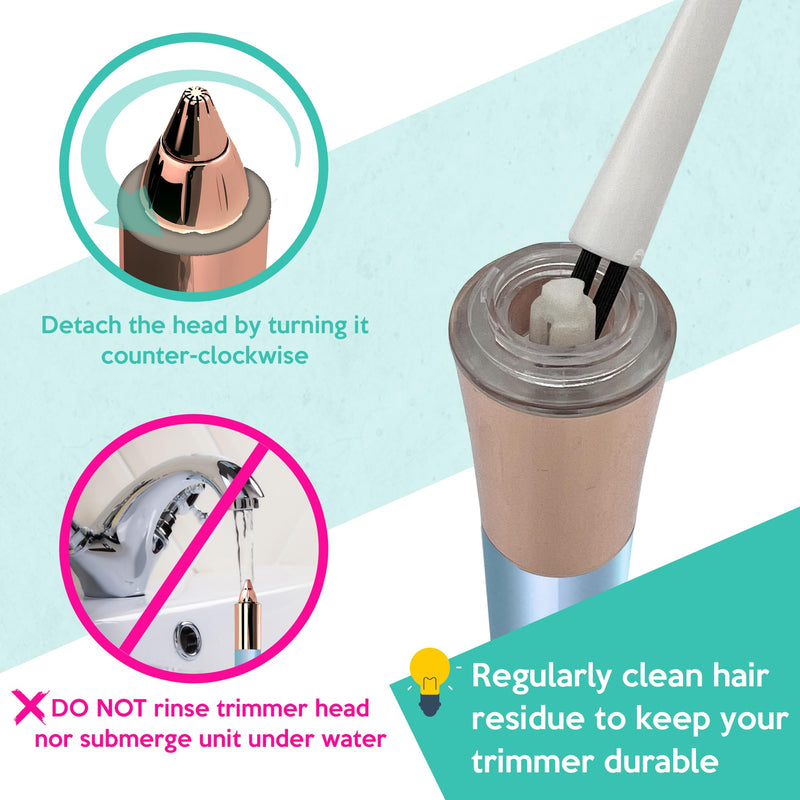 2 in 1 Flawless Eyebrow and Facial Hair Remover for Women Painless Electric Razor Epilator Trimmer Shaver with 18K Gold-Plated, USB Rechargeable, 360° LED for Eyebrow and Face Hair Removal Combo 2 in 1 Crystal Blue