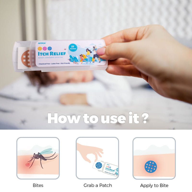 [Australia] - Bite Itch Relief Patches 27 Patches Kids, Natural Itch Relief Stickers, Reduces Itch & Swell, After Bite Anti Itch Patch - Summer Travel Camping Essential for Mom, Family Cuticolor 27 Patch 
