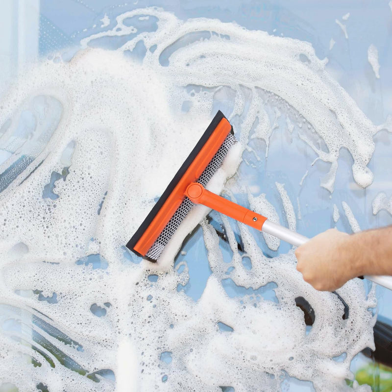 [Australia] - Window Squeegee for Home, Window Cleaner Tool with Extension Pole 20''-30'', Window Washer for Shower, Car Windshield, Mirror, Glass Cleaning Orange Telescopic Squeegee 