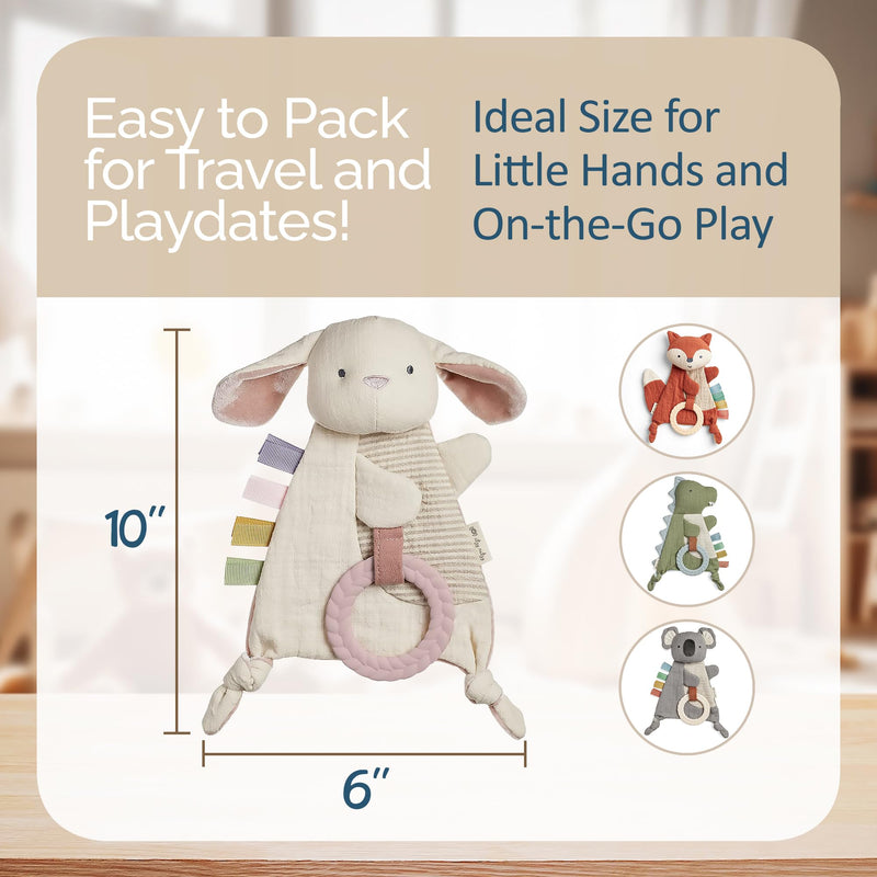 [Australia] - Itzy Ritzy - Bitzy Crinkle Sensory Toy Bunny with Crinkle Sound for Babies & Toddlers - Features Soft Braided Teething Ring & Textured Ribbons, Designed for Ages 0 Months and Up, Bunny 
