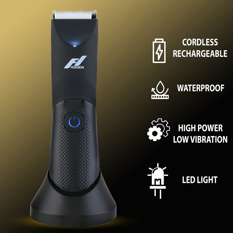 [Australia] - Fhuesion® Manscape Trimmer for Men -IPX7 Waterproof Ball Trimmer w/Light & Ceramic Blade, Body Groomer for Pubic/Body/Groin Grooming, Electric Razor Shavers USB-C Charging, No Nicks, Gifts for Him 