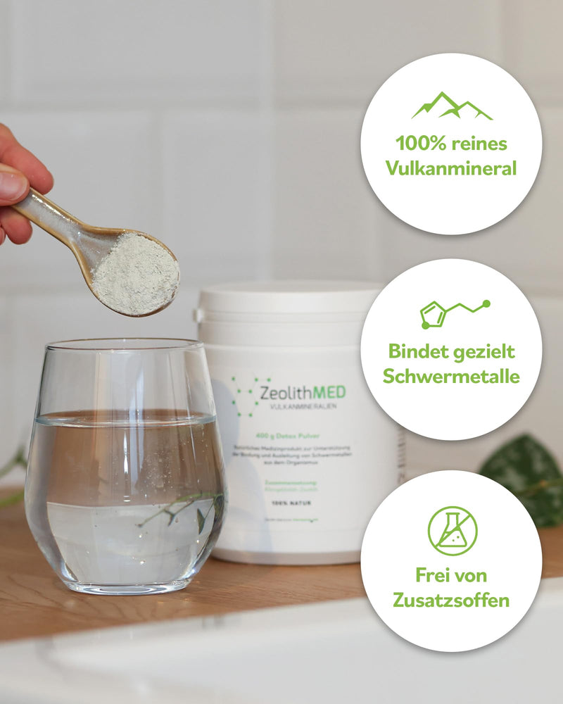 [Australia] - Zeolite MED detox powder 400g, medical product, pharmacy quality, comparison winner, intestinal cleansing, detoxification of heavy metals, detoxification treatment, volcanic minerals, healing clay 400g (pack of 1) 