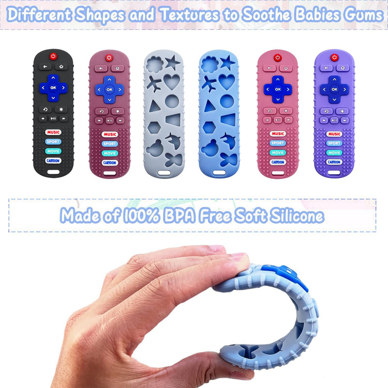 [Australia] - 2-Pack Baby Remote Control Teether Toy for Babies 6-36 Months Silicone Baby Teething Toys Boys Girls Baby Teething Toys (Black + Gray) Black + Gray 