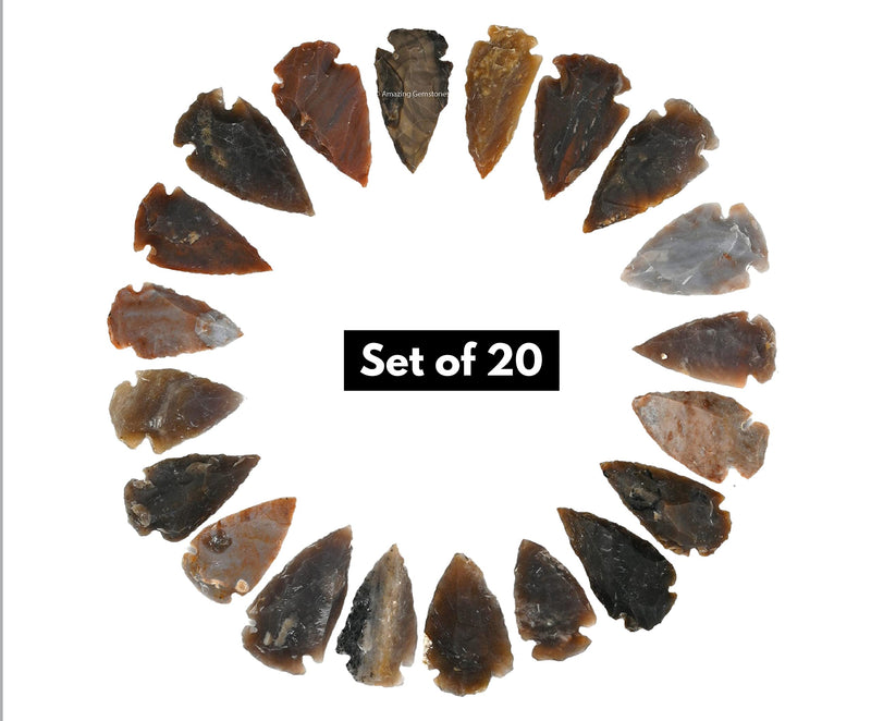 [Australia] - 20 Pieces Fancy Jasper Arrowhead, Crystal and Healing Stone Flint Rock Arrow Head - 1" to 1.5" Arrowheads for DIY Project Craft Point Jewelry Making 20 Pieces (Small) 