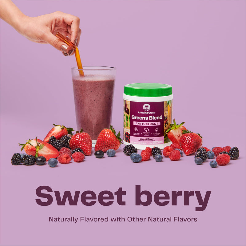 [Australia] - Amazing Grass Greens Superfood Antioxidant: Greens Powder with Organic Spirulina, Beet Root Powder, Elderberry & Probiotics, Sweet Berry, 60 Servings (Packaging May Vary) Antioxidant - Sweet Berry 60 Servings (Pack of 1) 