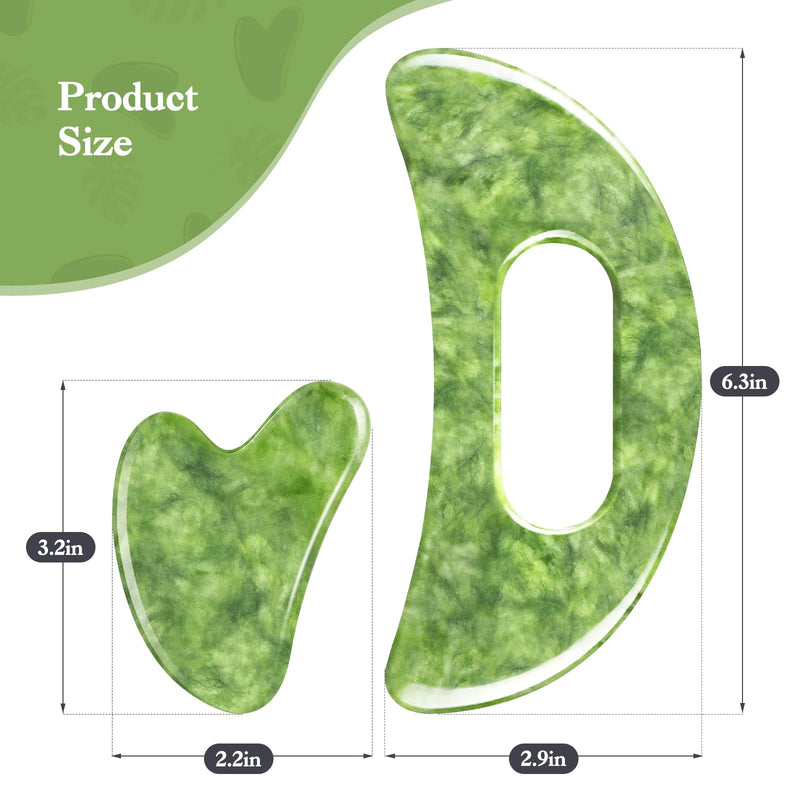 [Australia] - 3 PCS Jade Stone Gua Sha Massage Tool Large Guasha Board with Handle Muscle Scraping Massage Tools Body Sculpting Anti Cellulite Spa Acupuncture Tools,Full Body Deep Tissue Massage Style 1 