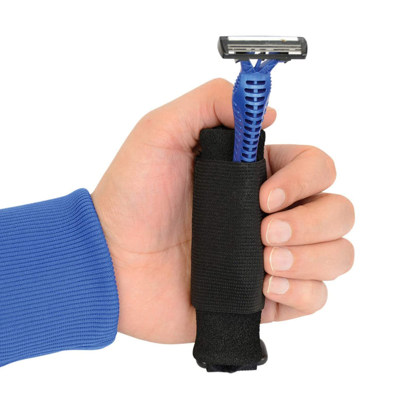 [Australia] - Universal Cuff Utensil Holder Strap Elderly Hand Strap for Holding Holds Utensils Writing Aids Parkinson Arthritis Tremors Patient Eating Assistance (Black) Black 