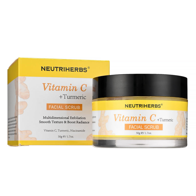 NEUTRIHERBS Turmeric Face Scrub, Exfoliating Scrub Cream with Vitamin C, Smooth, Brighten Skin - 1.76oz