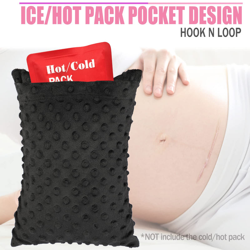 [Australia] - Tummy Tuck Pillow with Pocket Hysterectomy Pillows Hysterectomy Recovery Must Haves Gifts for Abdominal Surgery Tiny Cough Cushion Minky Dot Black 