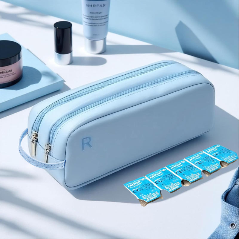 [Australia] - Daily Contact Lens Organizer case,Portable Storage Case for Disposable Daily Contact Lenses, Travel Storage Case with Clearly Labeled R & L, Storage up to 60 lenses (Blue) Blue 