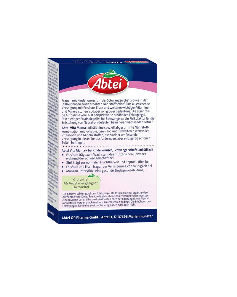 [Australia] - Abtei Vita Mama - dietary supplement for those wishing to have children, pregnancy and breastfeeding - with all important vitamins and minerals - vegetarian - 1 x 60 tablets 