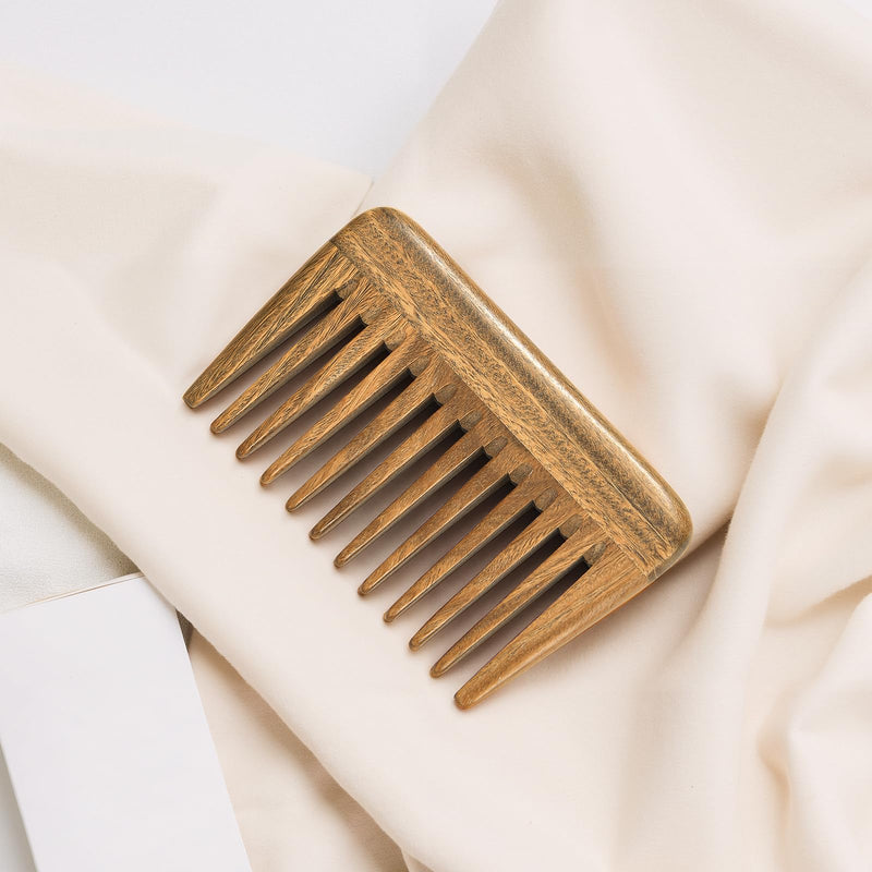 [Australia] - Onedor Handmade 100% Natural Green Sandalwood Hair Combs -Anti-Static Sandalwood Scent Natural Hair Detangler Wooden Comb (Extra Wide Tooth Mini Pocket Comb) Extra Wide Tooth Mini Pocket Comb 