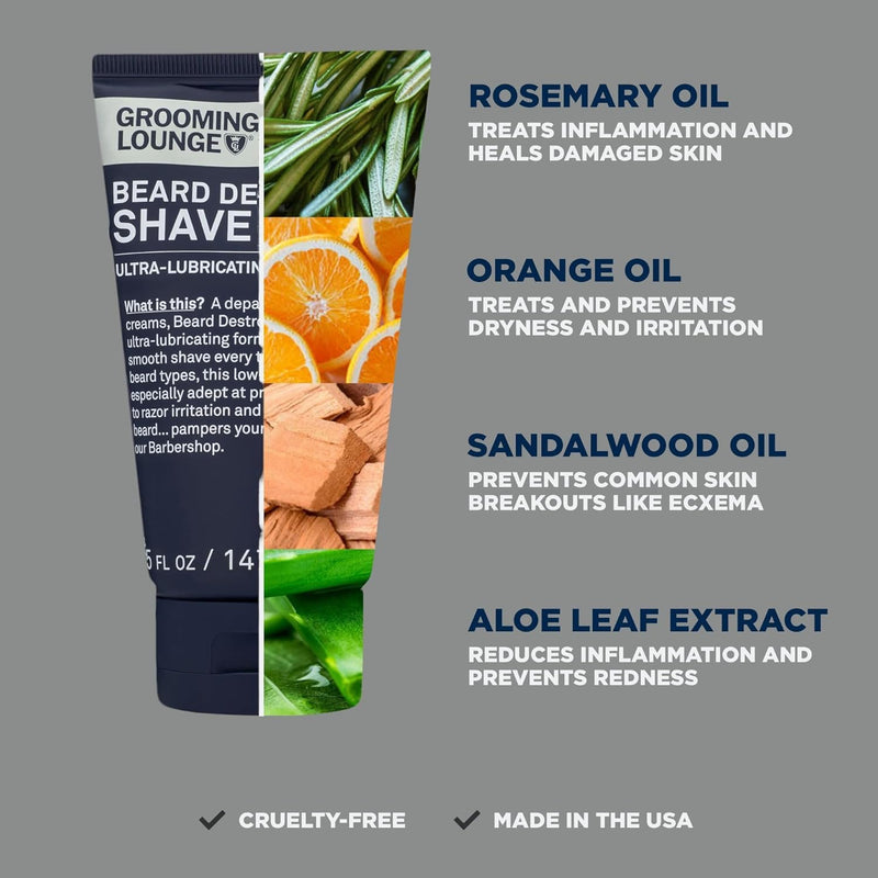[Australia] - Grooming Lounge Beard Destroyer Shave Cream for Men - Bump, Irritation & Razor Burn Free Shaving Cream Sensitive Skin, Men Beard Care - Soft, Smooth, Easy Glide Low Shaving Foam Lather Formula, 3-Pack 