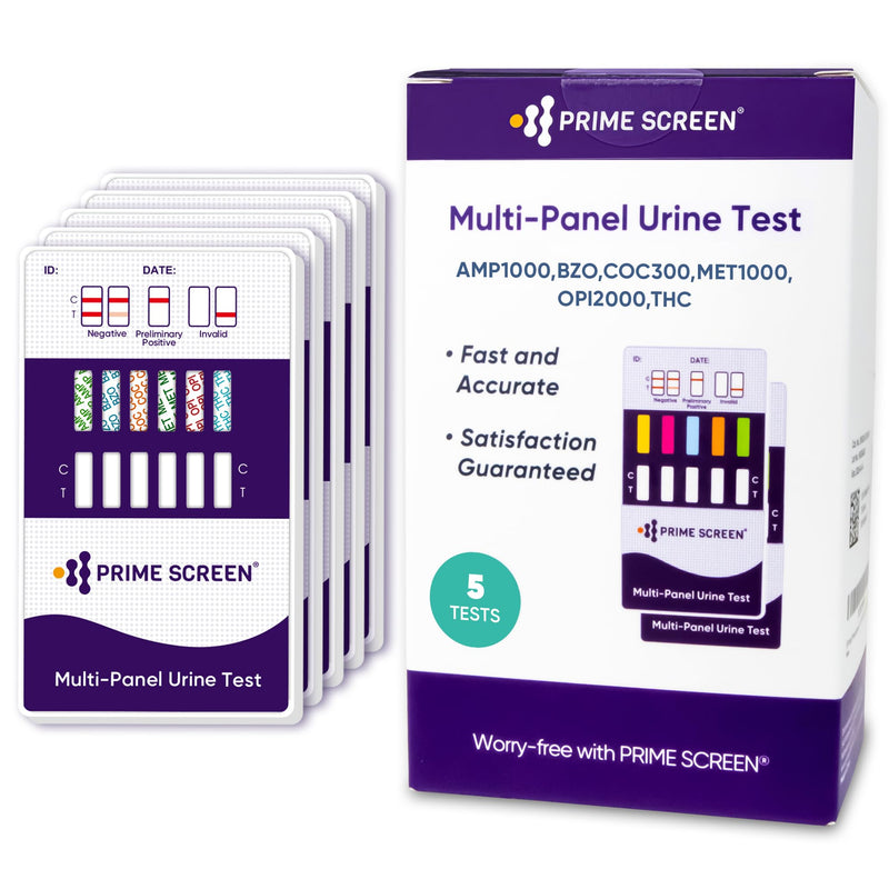 [Australia] - Prime Screen [5 Pack] 6 Panel Urine Drug Test Kit (THC-Marijuana, BZO-Benzos, MET-Meth, OPI, AMP, COC), WDOA-264 5 Count (Pack of 1) 