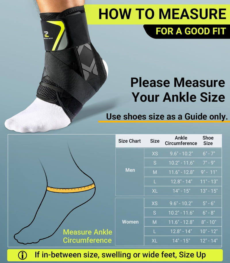 [Australia] - Quick Lace Up Ankle Brace with Side Stabilizing Pads, Slim Fit Ankle Support Brace, Adjustable & Breathable Ankle Support for Men Women, Ankle Stabilizer for Sprain,Injury Recovery,Sports,M M (Ankle size:12"-13")/Pack of 1 Black 