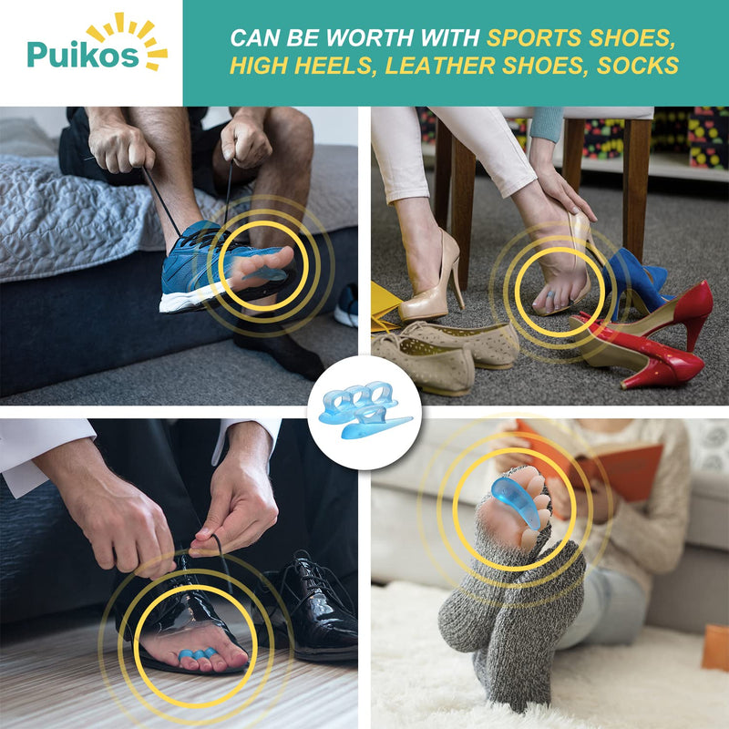 [Australia] - Puikos Pack of 4 Hammer Toe Pads Hallux Valgus Correction Toe Separator Toe Separator Set Silicone Bunion Hammer Toe Correctors (Blue) 