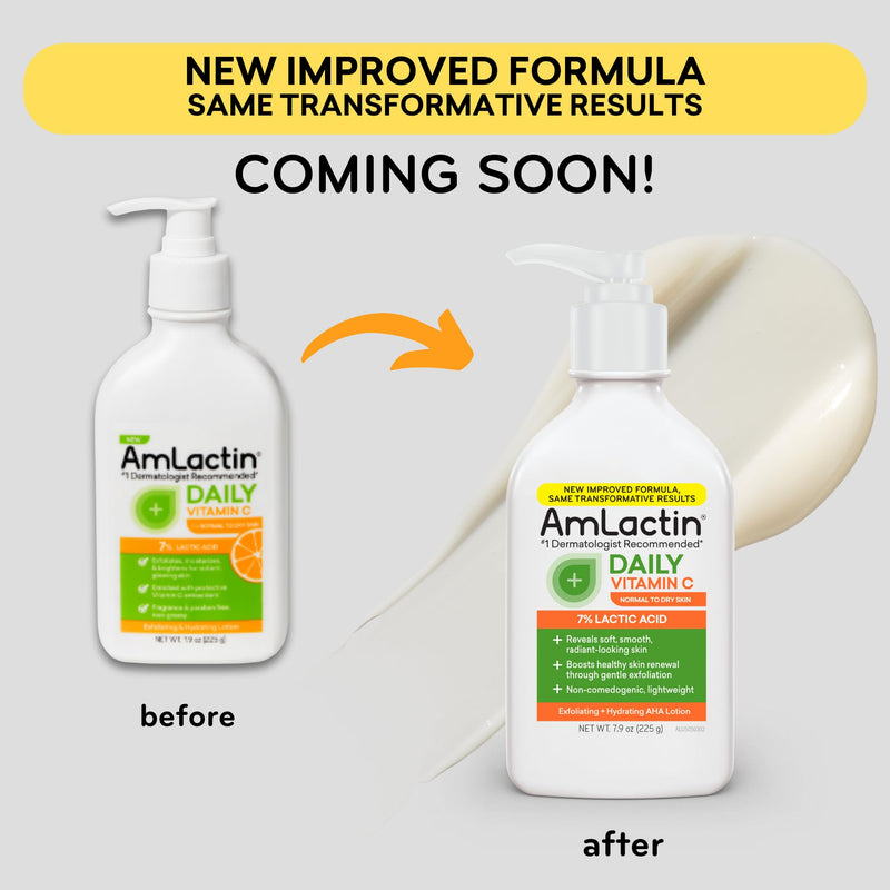 AmLactin Daily Vitamin C Lotion, 7% Lactic Acid, Dry Skin, 7.9 oz | Vitamin C plus 7% lactic acid body lotion brightens, exfoliates and moisturizes dry skin for smoother-looking tone. 7.9 Fl Oz (Pack of 1)